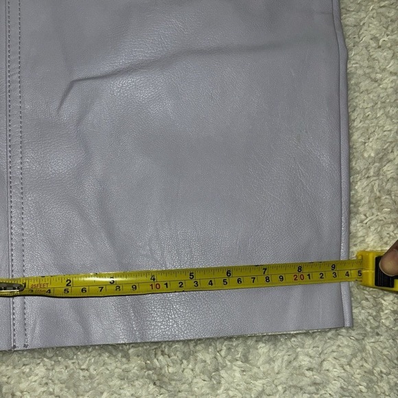 Zara High Waisted Lilac Faux Leather Trousers M Raw Hem 30x30 Hipster Skate‎ Emo - Picture 12 of 16